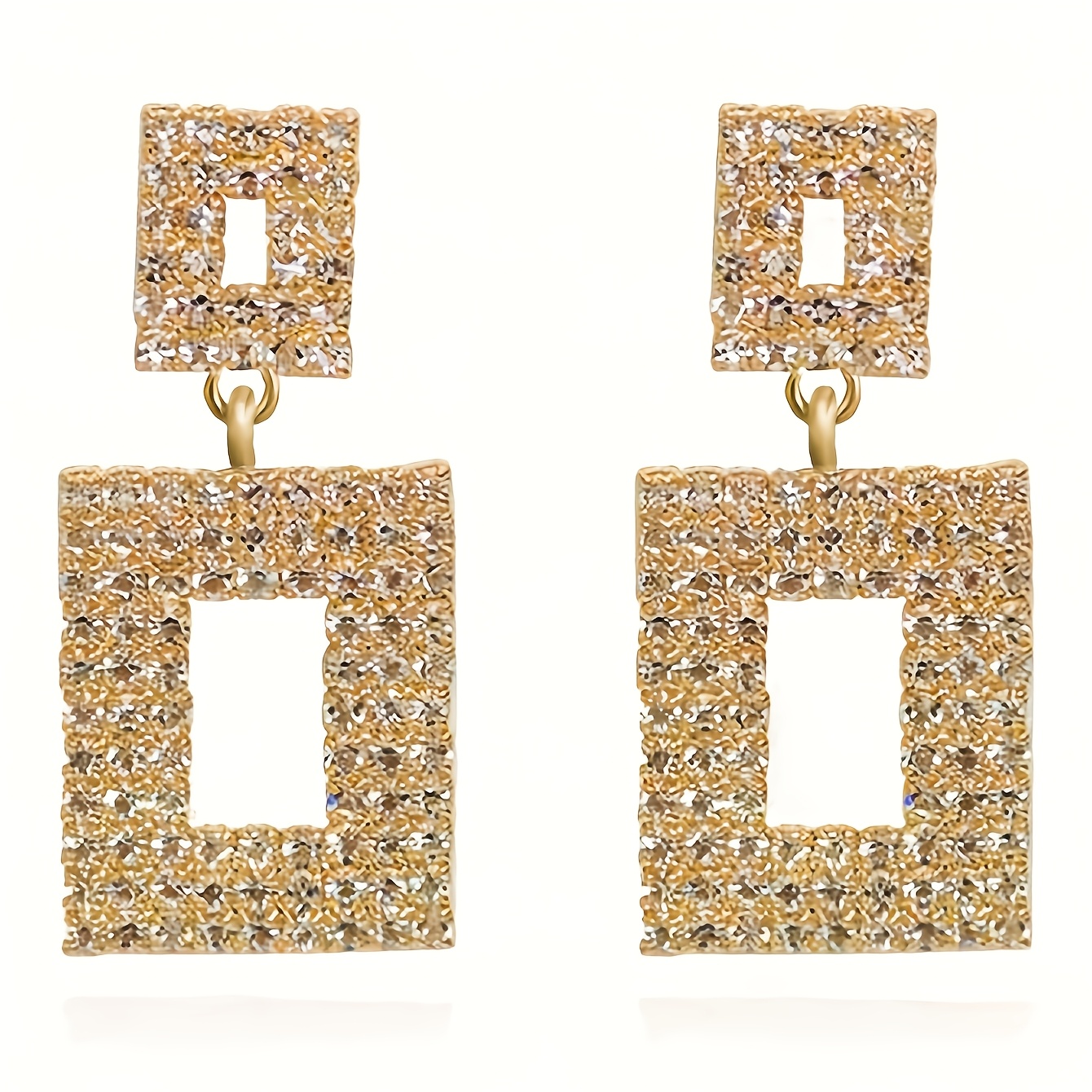 Elegant Rhinestone Square Stud Earrings